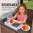 thumbnail image 5 of Conchico Outdoor Playhouse for Kids, Wooden Playhouse Outside with Kitchen Playset, Snack Bar, Pet Access, Doorbell, Toy Phone, Large Outdoor Playset for Kids 3-6 Years, Brown+Gray, 5 of 10