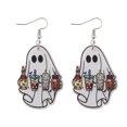 thumbnail image 3 of Halloween Ghost With Coffee Cup Decor Dangle Earrings Retro Goth Style Acrylic Jewelry Adorable Halloween Gift, 3 of 5