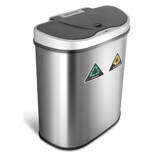 Nine Stars DZT7011 Touchless Stainless Steel Home Recycling Trash Can