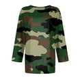 thumbnail image 4 of GIPQJK Camo T Shirts for Women Fall Trendy Graphic 3/4 Sleeve Sweatshirts Tops Crew Neck Leisure Comfy Tee Shirts Dark Green,M, 4 of 5