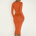 thumbnail image 7 of IROINNID Cocktail Dress for Women Wedding Guests Dresses for Women Solid Winter Round Neck Slim Thickened Dress Long Sleeve Round Neck Knee Length Dress Savings,Orange, 7 of 7