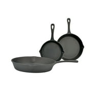 Eternal Cast Iron 3 Piece Skillet Set, Nonstick Pre-Seasoned Chemical Free & Heavy Duty for Use on Stove Top, Oven or Grill 6" 8” & 10”, Black
