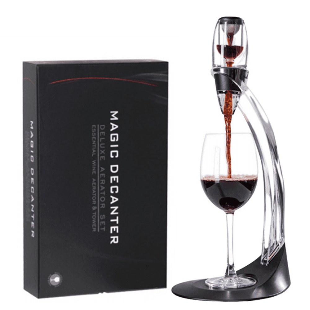 Premium Wine Aerator Decanter Pourer Spout Set with Stand, Deluxe Wine
