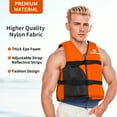 thumbnail image 2 of Owntop Adult Life Jacket Swim Vest,Flotation Buoyancy Aid Safety Jacket with Adjustable Buckle for Swimming Surfing Boating Kayaking,Orange Black, 2 of 8