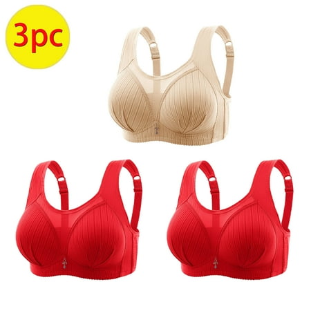Crunowin Women s Bra 3 Pack  Wire Free Comfort Plus Size Push Up Breathable Lingerie Everyday Underwear Khaki XXXL