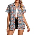 thumbnail image 5 of Juesizh Hawaiian Shirts for Women Plus Size Summer Tops Trendy Casual Button Down Casual Print T Shirts, S-5XL, 5 of 6