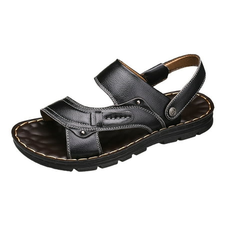 XDDST Men s Walking Shoes Men Summer Casual Leather Sandals Leather Beach Shoes Anti Slip