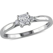 1/3 Carat T.W. Princess-Cut Created White Sapphire and Diamond Accent Sterling Silver Promise Ring