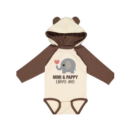 

Inktastic Mimi and Pappy Love Me Elephant Gift Baby Boy or Baby Girl Long Sleeve Bodysuit
