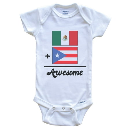 

Mexico Plus Puerto Rico Equals Awesome Cute Mexican Puerto Rican Flags One Piece Baby Bodysuit