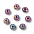 thumbnail image 2 of Handmade Porcelain European Beads Large Hole Beads Pearlized Rondelle Orchid 12x9mm Hole: 4mm, 2 of 7