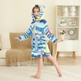 thumbnail image 4 of FORMRS Niños Bathrobe Unisex Hooded Robe Soft Plush Pajamas Sleepwear, Size 2-3T, Green Sailboats, 4 of 7