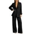thumbnail image 4 of Gamivast Business 2 Piece Suit Set for Women Casual Notched Lapel Button Blazer Jacket and Wide Leg Trousers Office Professional Work Dress Outfits Black XL, 4 of 6