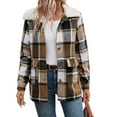 thumbnail image 3 of Fall And Winter Fashion Jackets For Women Lapel Long Sleeved Breasted Versatile Casual Checkered Khaki Outwear Coats L, 3 of 9