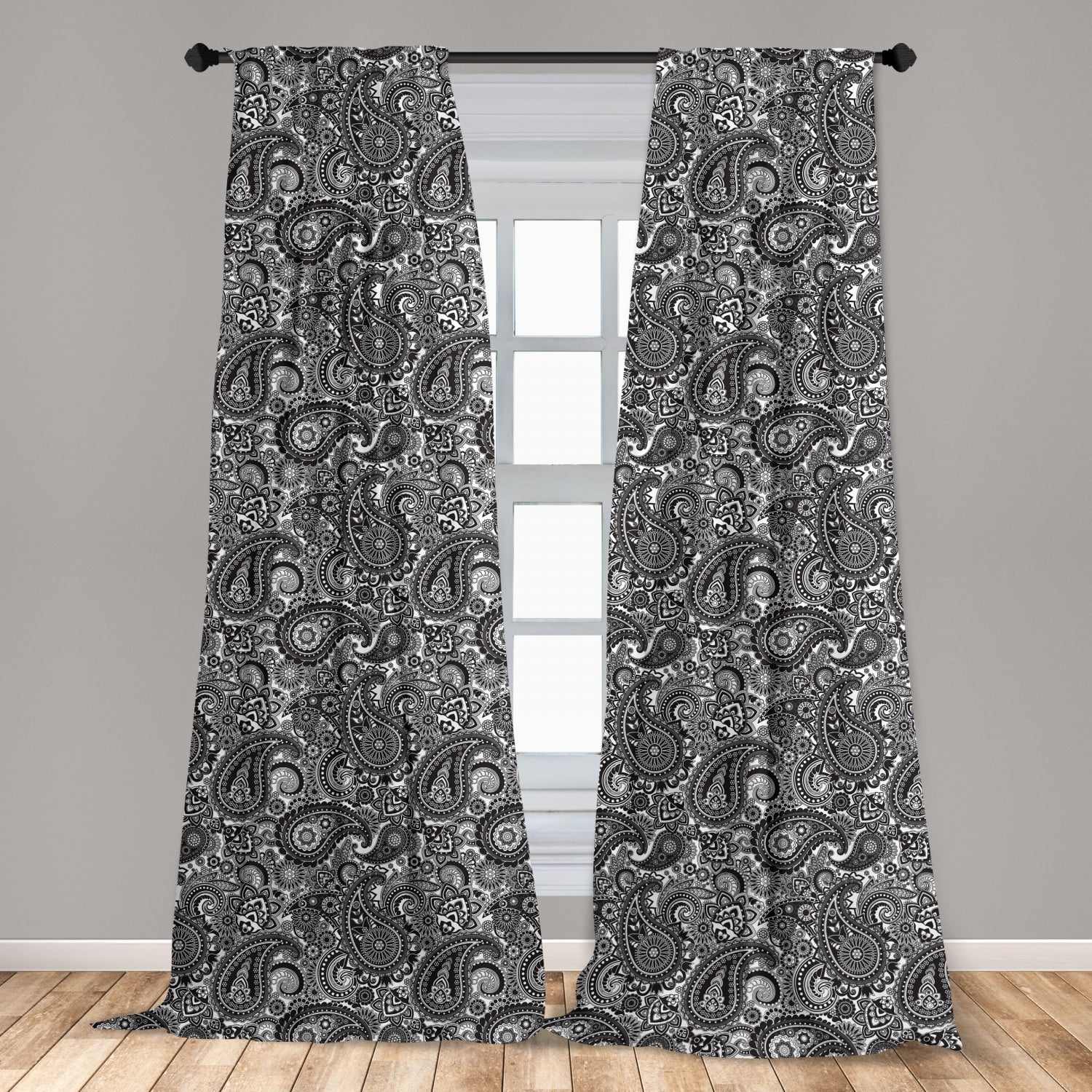 Black and White Curtains Fishing Boat Window Drapes 2 Panel Set 108x84 Inches 