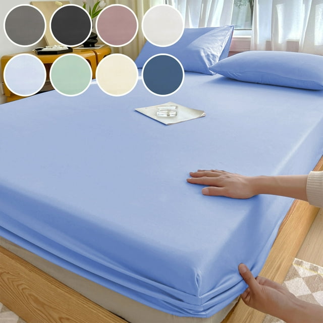 Sentmoon Fitted Sheet Full Fitted Sheet and 1pair Double Bed Fitted Sheet Piece Non Sliped Fixed Bed Cover All Inclusive Mattress Protection Bed Cover Soft Fiber Suitable for Sleeping