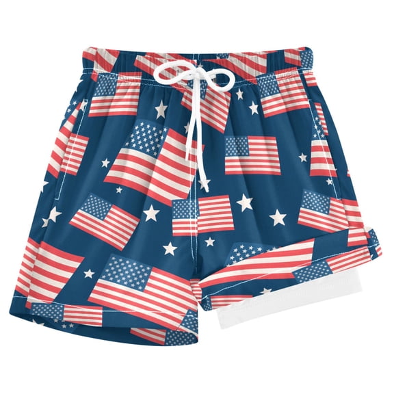 joogoo American Flag Stars-s1 Boys Swim Trunks Beach Swimsuit Shorts Boxer 8Y
