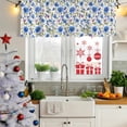 thumbnail image 5 of Blue Flower Curtain Valances for Windows, Kitchen Valance Window Treatments Panel 2 Pack, Pink Botanical Blossoming Floral Plant Rod Pocket Short Curtains for Bathroom Bedroom 60 x 18 Inch, 5 of 8