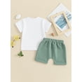 thumbnail image 5 of vera natura Boys Summer 2PCS Shorts Sets Short Sleeve Letter Print Tops and Drawstring Shorts Sets, 5 of 9