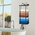 thumbnail image 6 of PHANCIR Retractable Wall-mounted Towel Rack for Bathroom, Metal Towel Holder with Shelf & Hooks, Storage for Bath Towels & Hand Towel, Black, 6 of 8