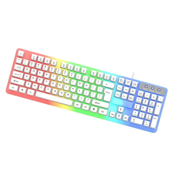 Gaming Keyboard Full Size LED Backlit Quiet Computer Keyboard 104 Keys Corded Keyboards for PC Desktop Office Gaming