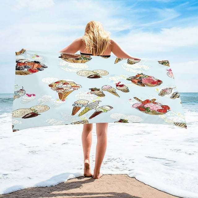 LSLJS Beach Towel Summer Beach Essentials Microfiber Beach Towel Super Lightweight Colorful Bath Towel Sandproof Beach Blanket Multi-Purpose Towel for Travel Swimming Pool 30x60 Inch Beach Towel