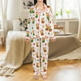 thumbnail image 2 of Lotusprinthandmade Yorkshire Terrier Dog Christmas All-over Print Satin Pajamas Set (No Pocket) (S), yorkshire terrier dog pajamas, yorkie dog christmas sleepwear, 2 of 6