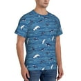 thumbnail image 2 of Bixox Men's Sharks on White Blue Striped Printed Short Sleeve Skinny Athletic T-Shirt, 2 of 6