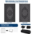 thumbnail image 4 of COZONY 9'x12' Boho Reversible Outdoor Rug, Waterproof Straw Plastic Mat with Vintage Medallion, Portable, UV Resistant, for Porch, Deck, Black + Gray, 4 of 9