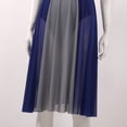 thumbnail image 6 of Linjinx Women Sleeveless Mesh Color Block Leotard Dress Lyrical Modern Dancewear Navy Blue M, 6 of 7