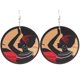 thumbnail image 5 of 2 Pendientes De Madera Con Círculo A La Moda, Gota Colgante, , Joya Fresca, Borde Negro Hugo Pendientes de madera redondos, 5 of 10