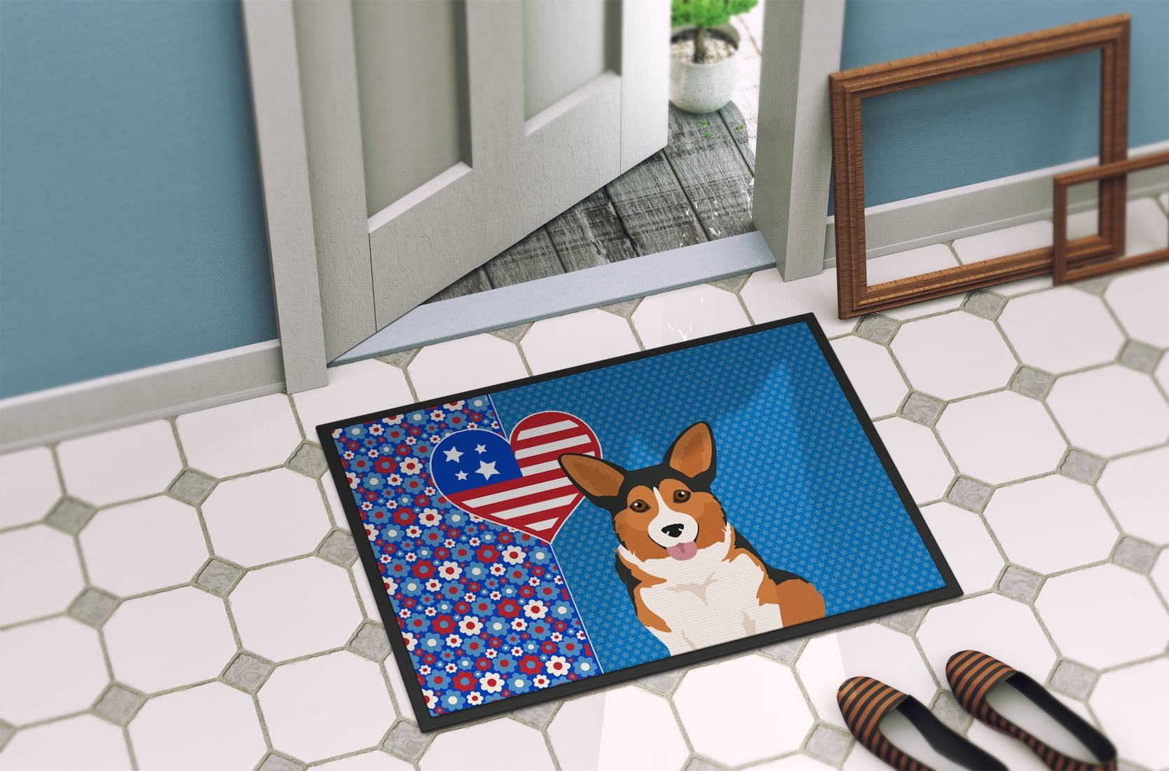 Sable Pembroke Corgi Indoor or Outdoor Mat 24x36 36 in x 24 in