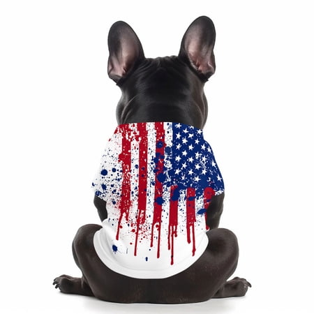 Anmrize American Flag Print Dog Outfit 4th of July Dog Shirt American Flag Costume Patriotic Pet Clothes Independence Day Dog Outfit Summer Vest for Small Medium Large Dogs A47