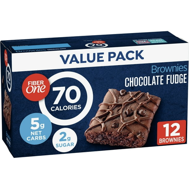 Fiber One 70 Calorie Brownies, Chocolate Fudge, Snack Bars, 12 ct