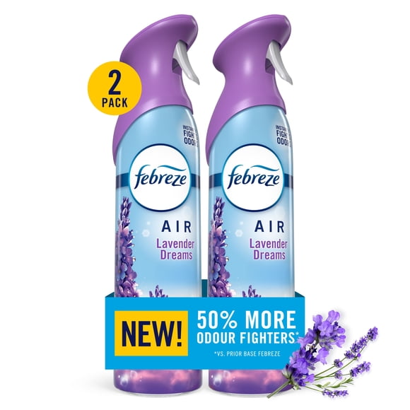 Assainisseur d’air en vaporisateur Febreze Air, éliminateur d’odeurs dans les pièces de la maison, Rêves de lavande, 2 unités