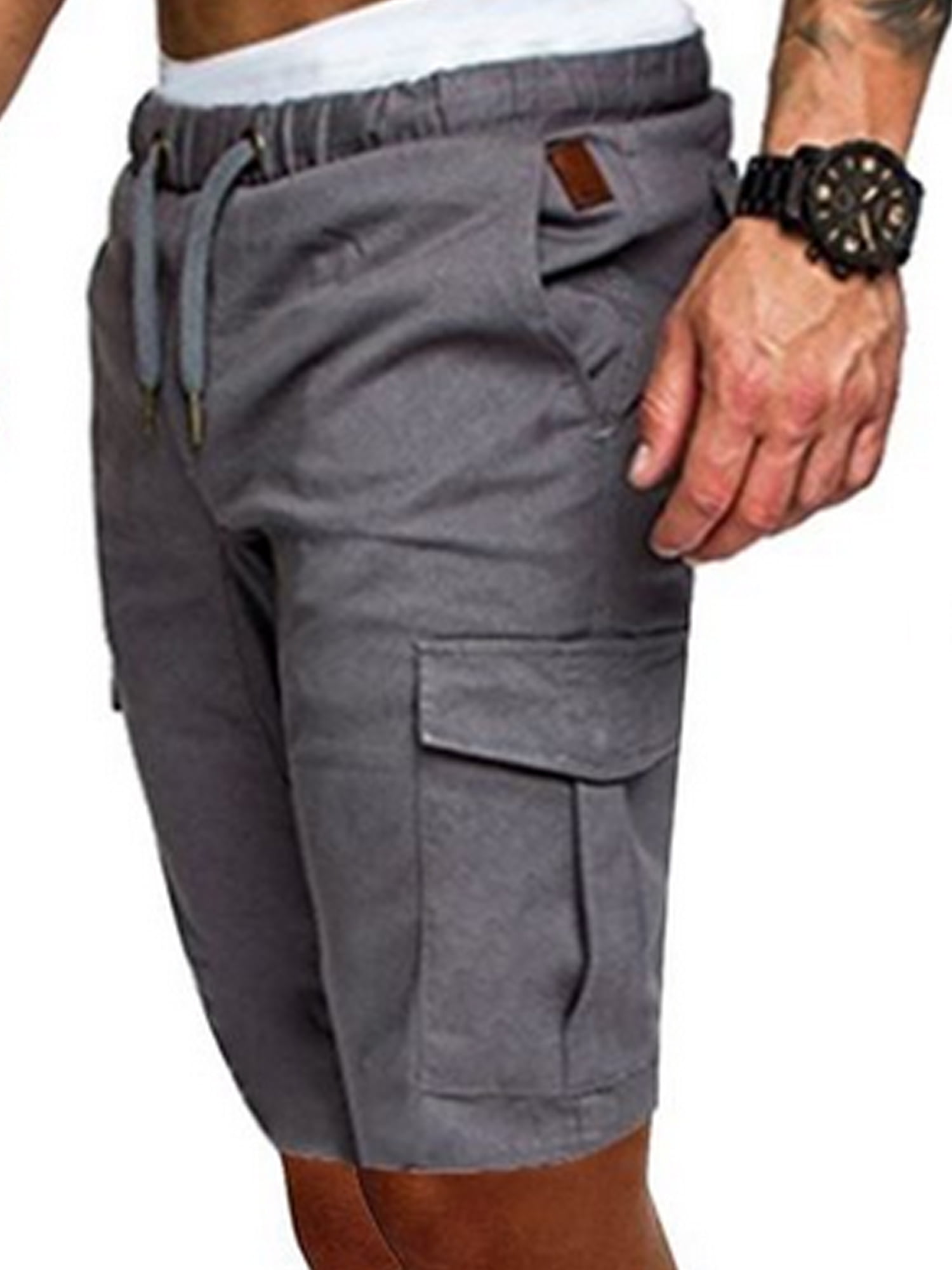 Men Cargo Elastic Waist Sports Short Pants ClassicFit MultiPocket