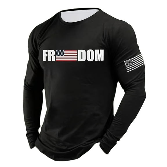 Yuanlong Mens T-Shirts Short Sleeve Letter US Flag Graphic Crewneck Tee Shirts Summer Workout Wear Male Lightweight Tops