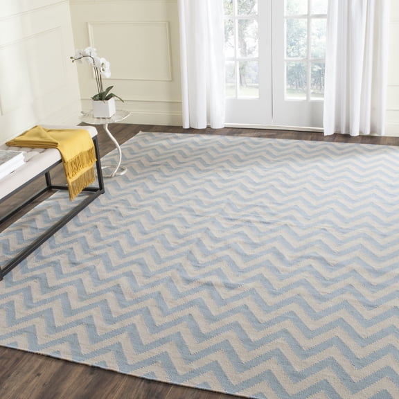Safavieh Dhurries Bentley Geometric Area Rug, Blue/Ivory, 8' x 8' Square