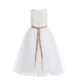 thumbnail image 2 of Ekidsbridal Girl Baptism Flower Girl Dress - Ivory Lace A-Line Keyhole Back Tulle with Sequin Sash 178mh-A (Size: 2-12), 2 of 3