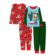 Minecraft Christmas Boy's Cotton 4 Piece Set Holiday Pajamas, Multi, Size 8