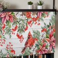 thumbnail image 5 of Cardinal Bird Rod Pocket Curtain Valance, Winter Poinsettia Pine Cones Berry Wood Farmhouse Window Valance for Living Room, Bedroom, Kitchen 54"W x 18"L, 5 of 9