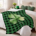 thumbnail image 3 of Throw Blanket Fleece Throw Blanket 40x50in, St. Patrick's Day Shamrock Soft Lightweight Bed Blankets Green Black Buffalo Plaid Fuzzy Couch Blankets for All Season, 3 of 9