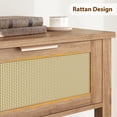 thumbnail image 1 of Narrow Rattan Console Table with 2 Drawers – 2-Tier Boho Entryway Side Table, Open Storage Shelf, Natural Wood Accent for Small Spaces, Hallway, Living Room, Foyer, 1 of 7