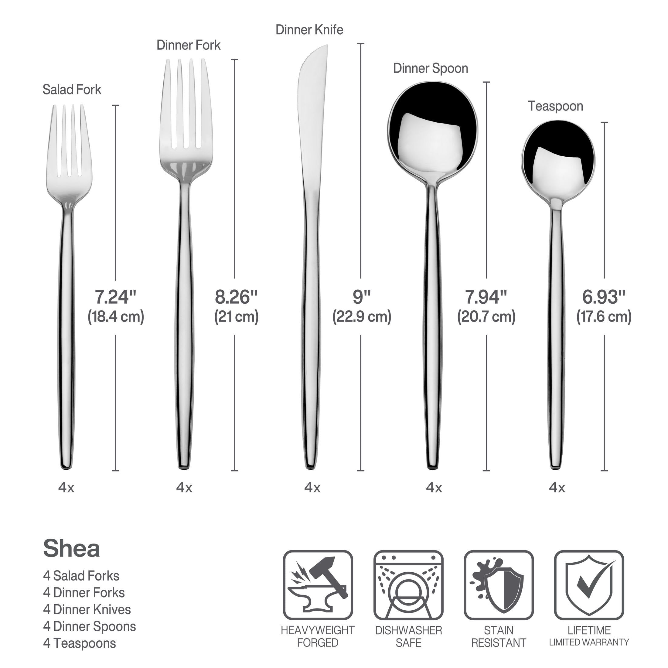 アメリカ■TOWLE社■スターリング製ティースプーン2本セット■とてもきれい¨ Towle Living Shea 20-Piece Flatware Set, Service for 4, Stainless
