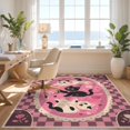 thumbnail image 3 of Design&I 8'x10' Washable Area Rug Pink Black Playful Kittens and Floral Accents Charming Cat Motifs with Butterfly Heart for Dining Room, Large Office, Lounge, Snag-Free, 3 of 7