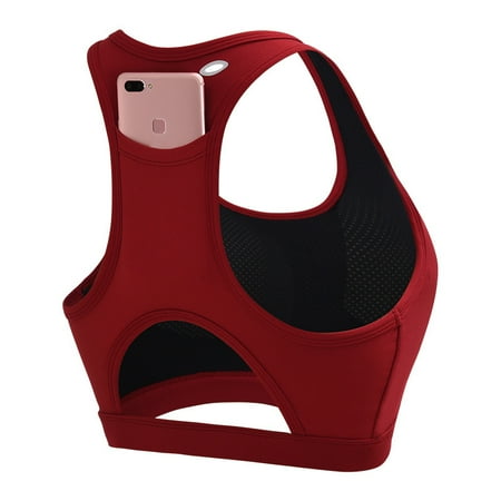 

Red M Size Women Racer Back Sports Bras - High Impact1 Workout Gym Activewear Bra