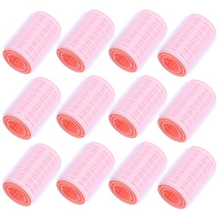 UPOUART 12Pcs Pink Self Grip Hair Rollers Durable Hair Styling Tools for Salon and Home Use