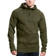 thumbnail image 2 of Yufatyle Men's Hoodie Long Sleeve Hooded Pullover Casual Sweatshirts Quarter Zip Fleece Comfy Tops, Army Green XXXL, 2 of 5