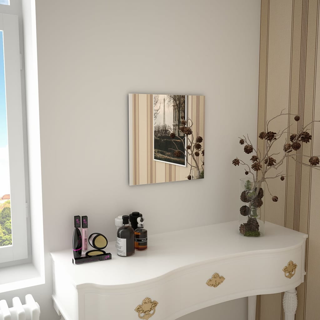 Kepooman Square Decoration Mirror for Living Room, 15.7" X 15.7", Sliver Kepooman Square Decoration Mirror for Living Room, 15.7" X 15.7", Sliver