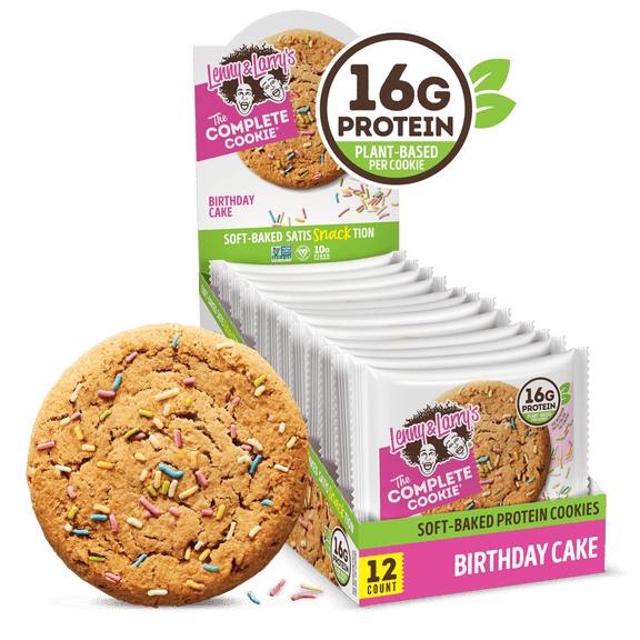 Lenny & Larry’s The Complete Cookie – 12 Pack, Birthday Cake, 4 oz Protein Cookies